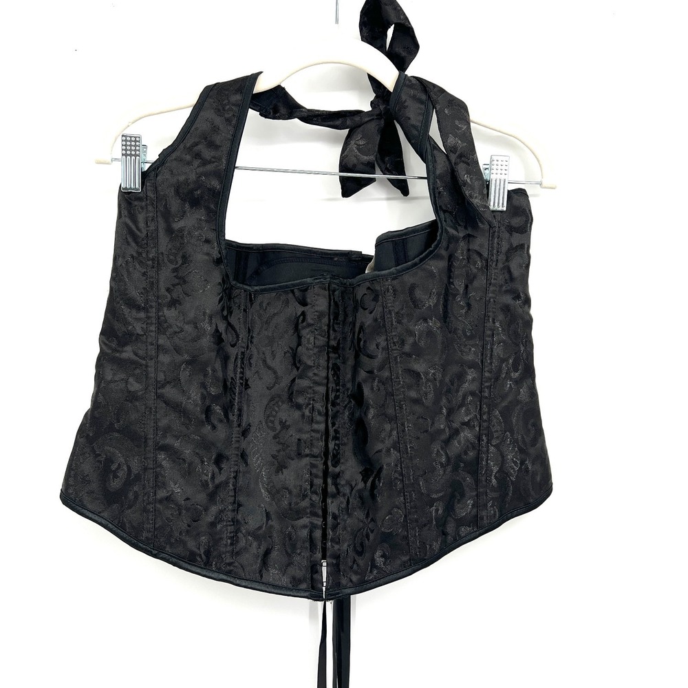 Black Halter top‎ corset style top black jacquard renaissance fairycore 2XL 2X